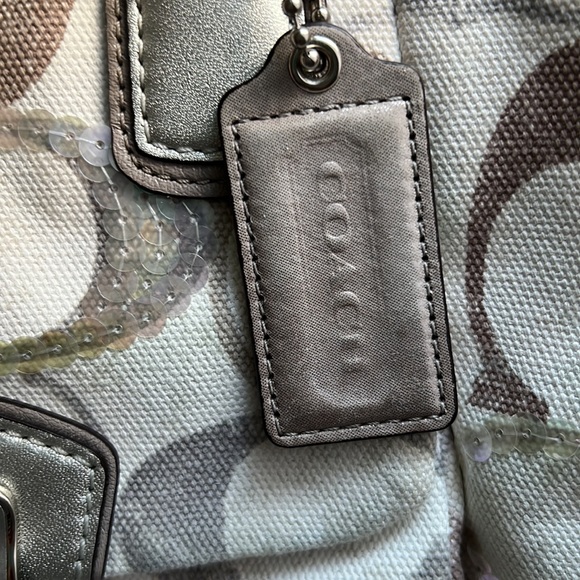 Coach bag white, silver, and brown with sequin - Picture 8 of 8